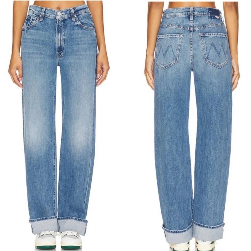 MOTHER Dodger Skimp Cuff Jeans SZ 28 Leap of Faith Straight Light Wash USA - Picture 2 of 12